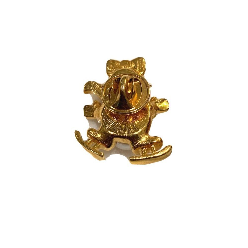 CAROLEE GOLD 1.25" FAUX PEARL SNOWMEN BOY GIRL SKATING Pin Brooch 1990S LOT 2 LN - Picture 10 of 10